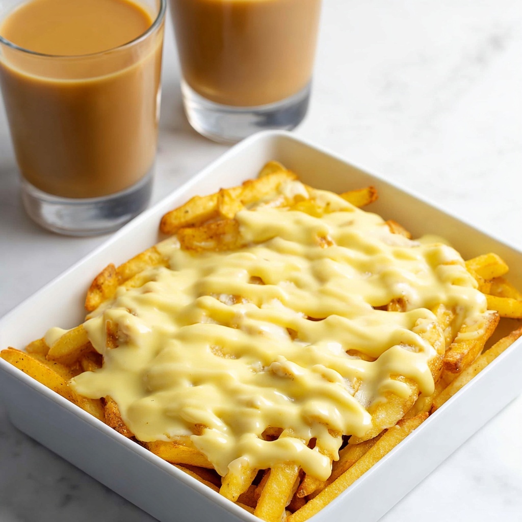 Cheese Fries with Garlic Cheese Sauce and Toppings Recipe - Recipe Image