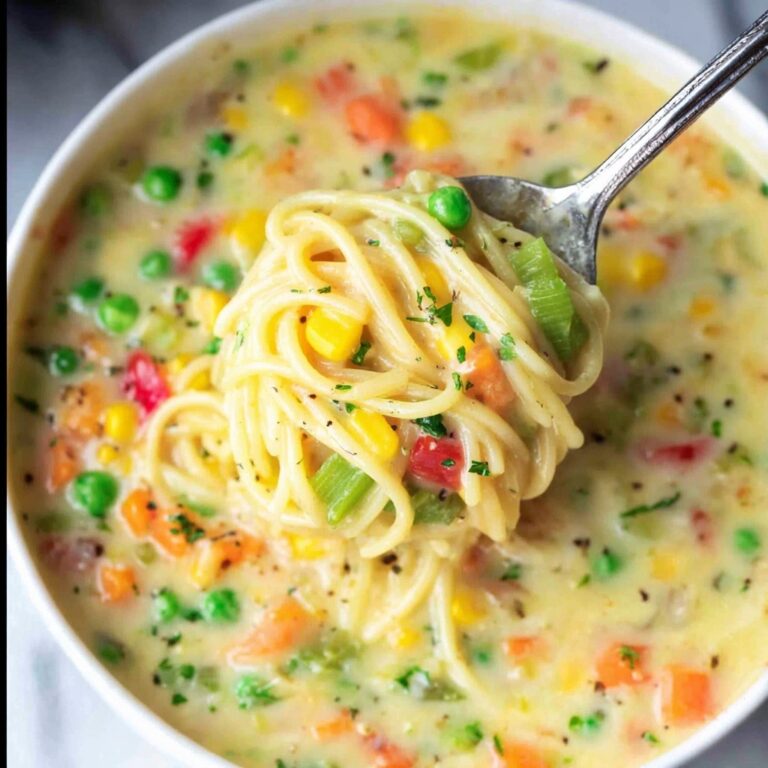 Creamy Vegetable Soup with Noodles (No Cream!) Recipe