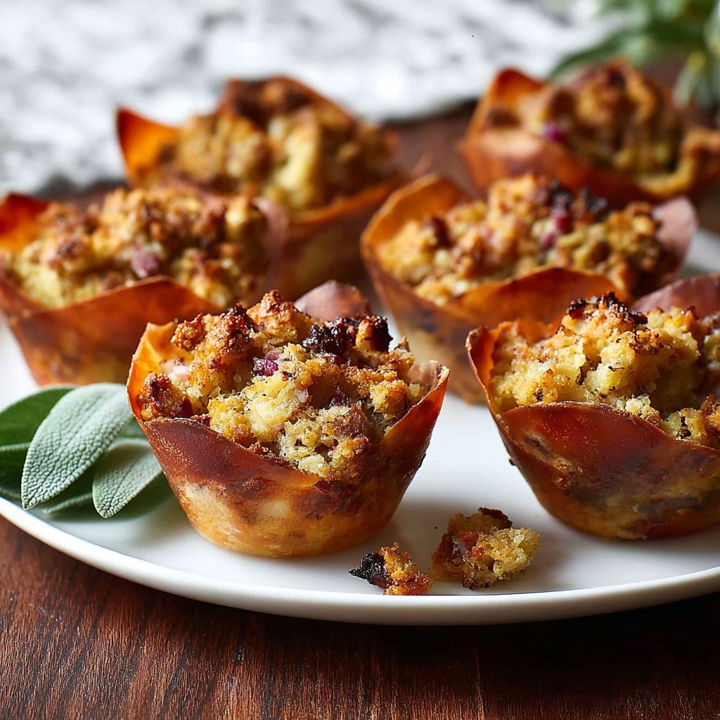 Pork Sausage Apple Stuffing in Pancetta Cups Recipe - Recipe Image
