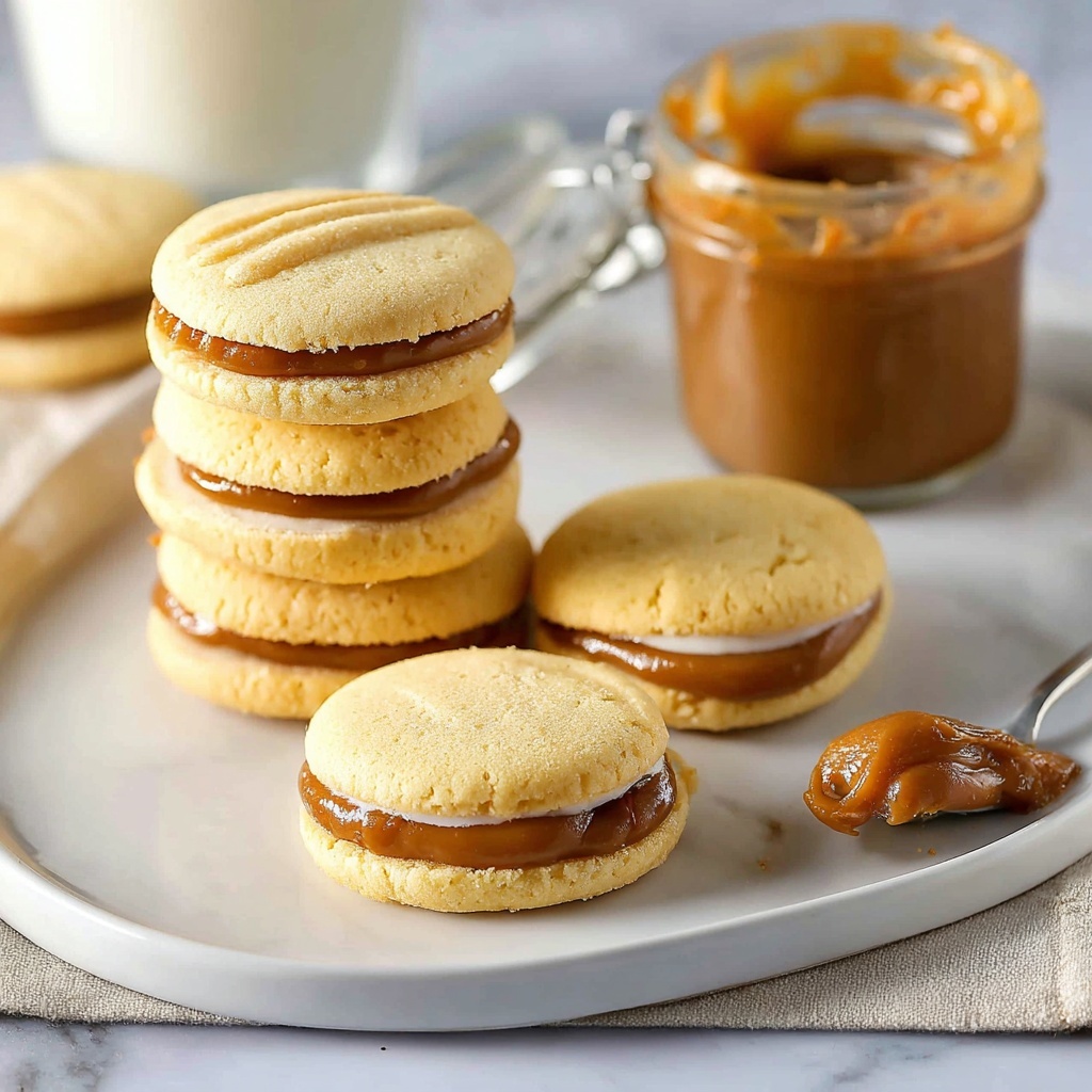 3 Ingredient Shortbread Cookie Sandwich with Dulce De Leche Recipe - Recipe Image