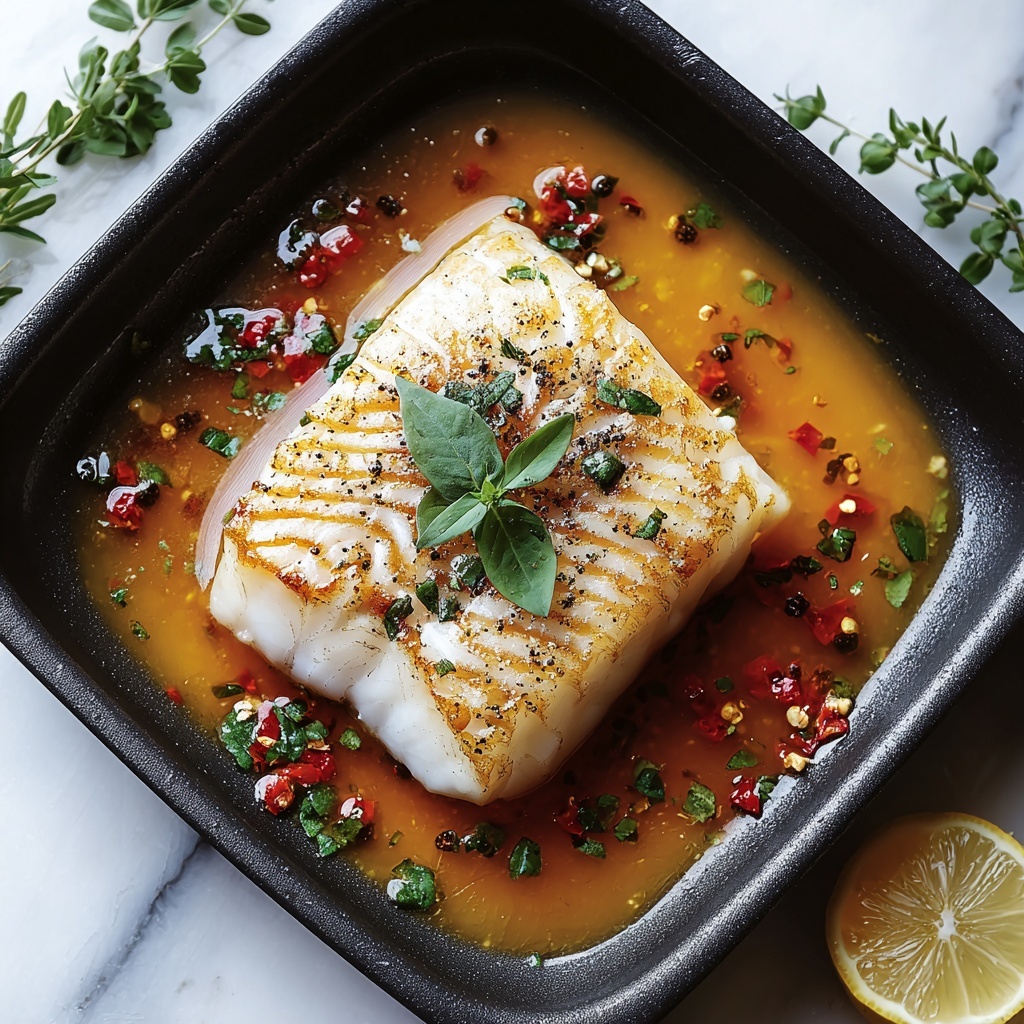 Garlic Lemon Herb Baked Chilean Sea Bass Recipe - Recipe Image
