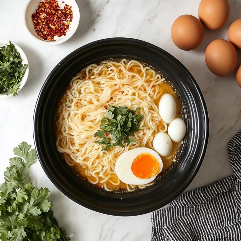 Slow Cooker Ramen Noodles with Chicken, Egg, and Vegetables Recipe