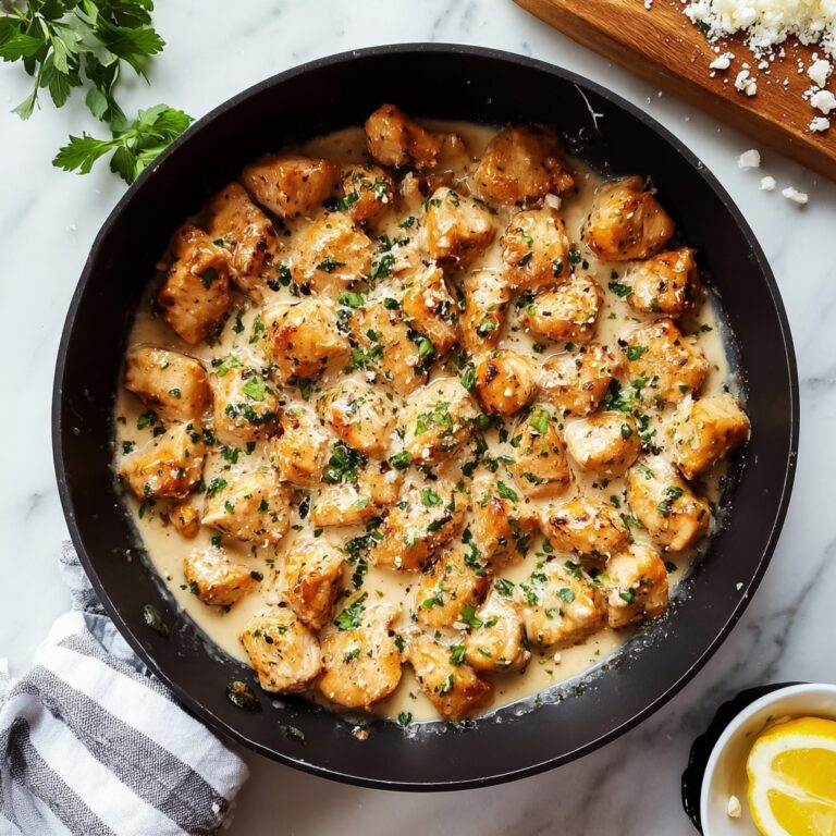 Garlic Butter Chicken Bites with Savory Creamy Parmesan Pasta Recipe