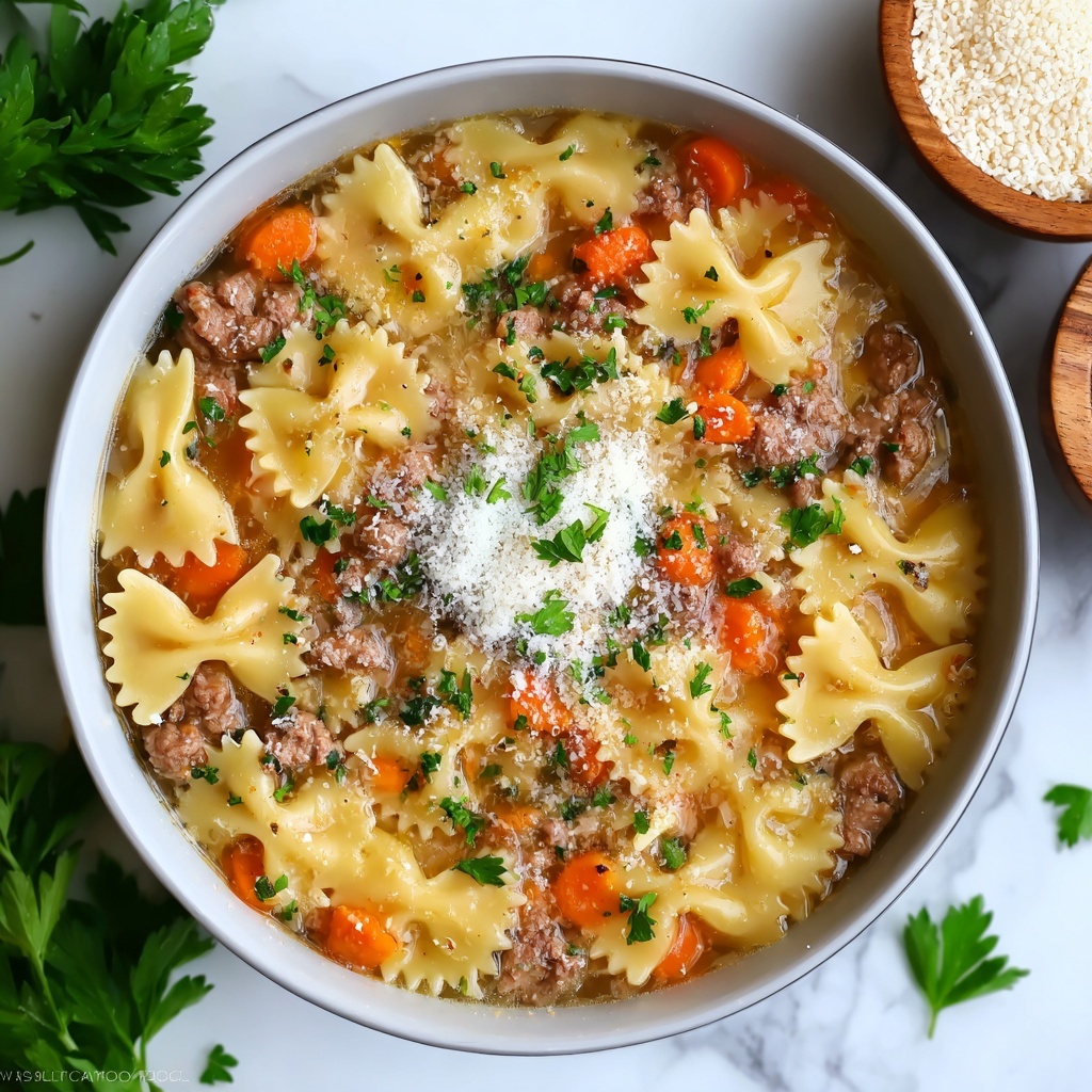 Beef and Rotini in Garlic Parmesan Sauce Recipe - Recipe Image
