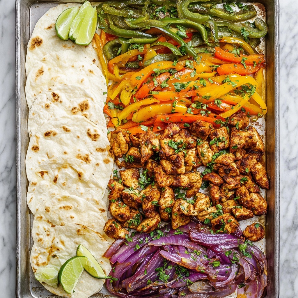 Sheet Pan Chicken Fajitas with Bell Peppers and Onion Recipe - Recipe Image