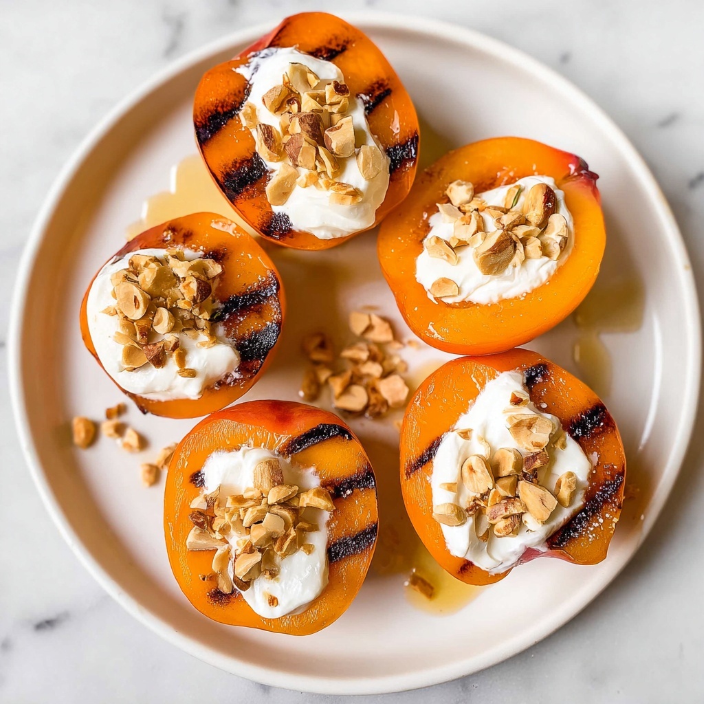 Grilled Apricots with Greek Yogurt, Hazelnuts, and Honey Recipe - Recipe Image