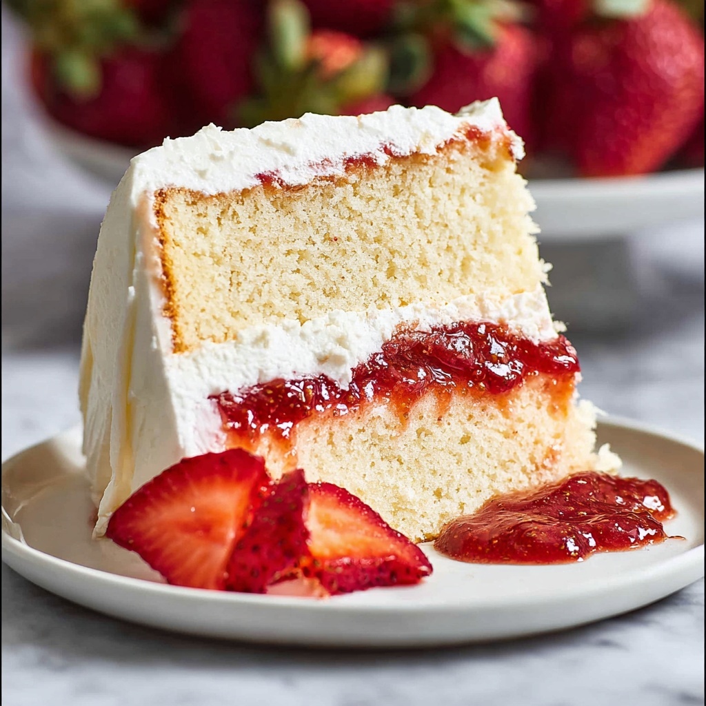 Vanilla Cake with Strawberry Filling Recipe - Recipe Image