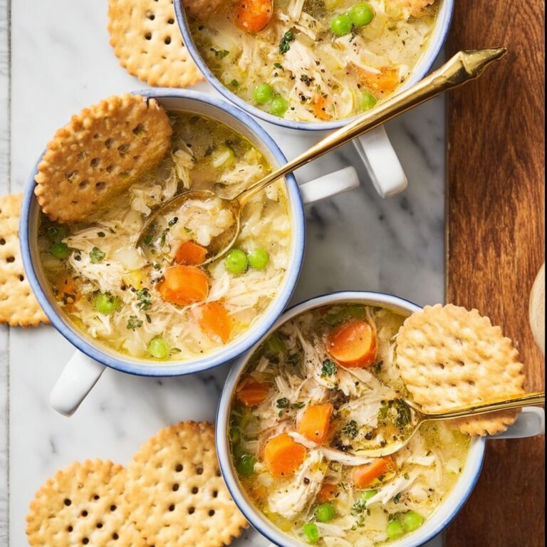 Chicken Pot Pie Soup with Pie Crust Crackers Recipe