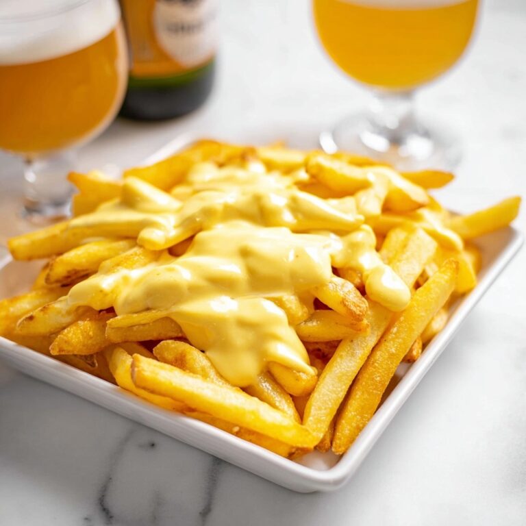 Cheese Fries with Garlic Cheese Sauce and Toppings Recipe