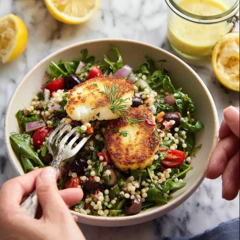 Mediterranean Brown Rice Salad with Crispy Halloumi Recipe
