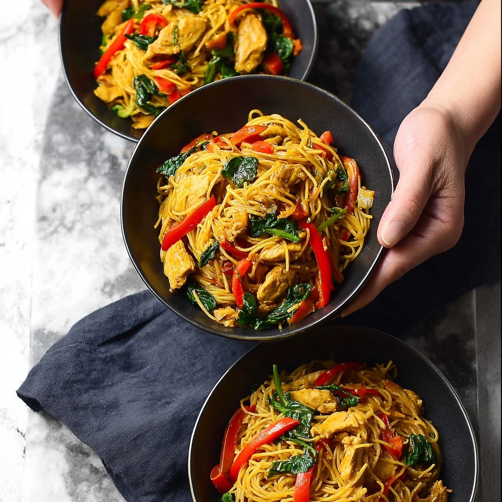 Easy Singapore Chicken Vermicelli Noodles Recipe - Recipe Image