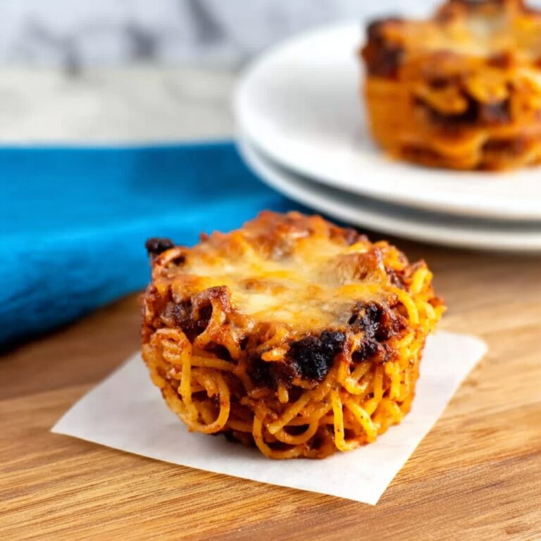 Muffin Tin Spaghetti Nests with Cheesy Topping Recipe