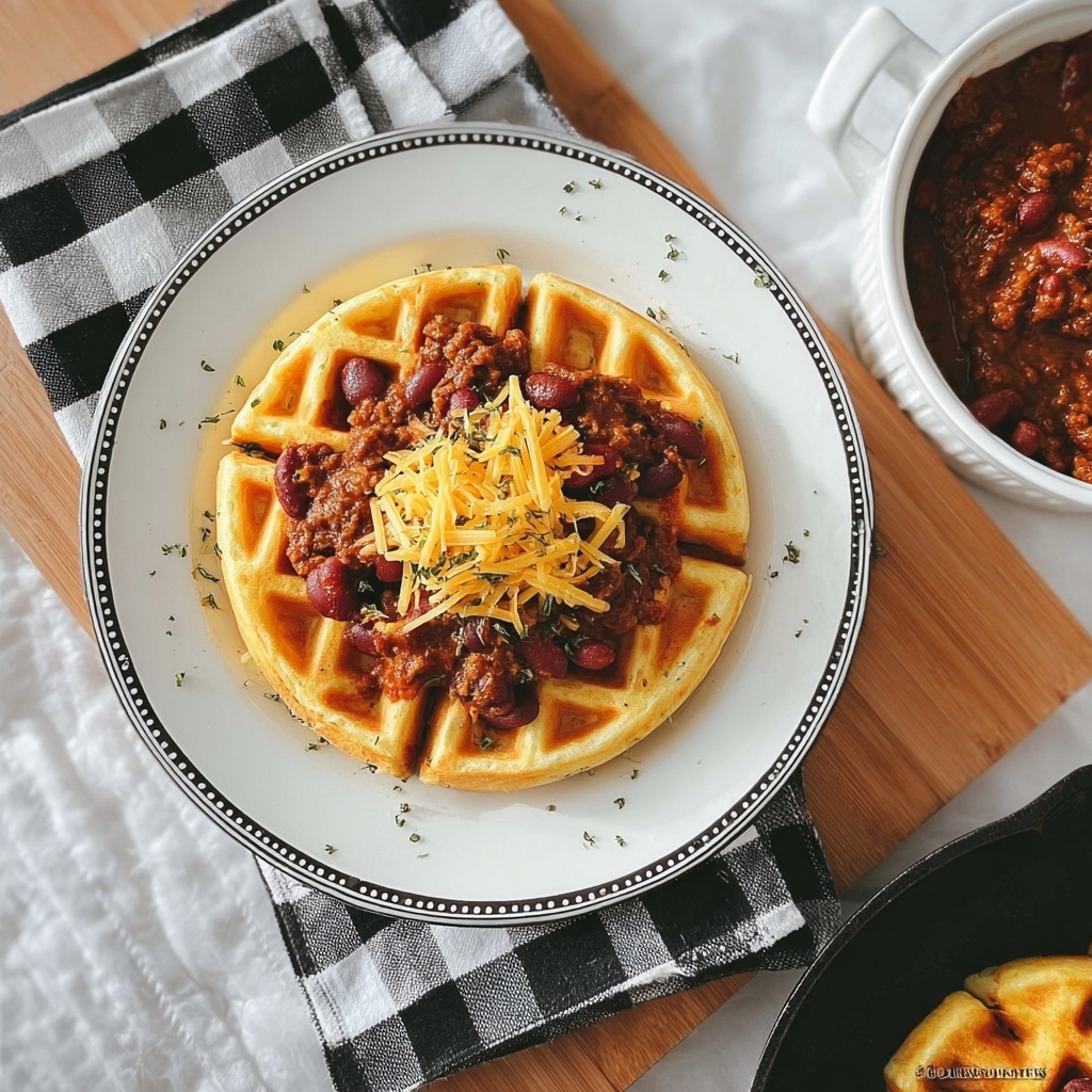 Cheesy Cornbread Waffles with Chili Recipe - Recipe Image