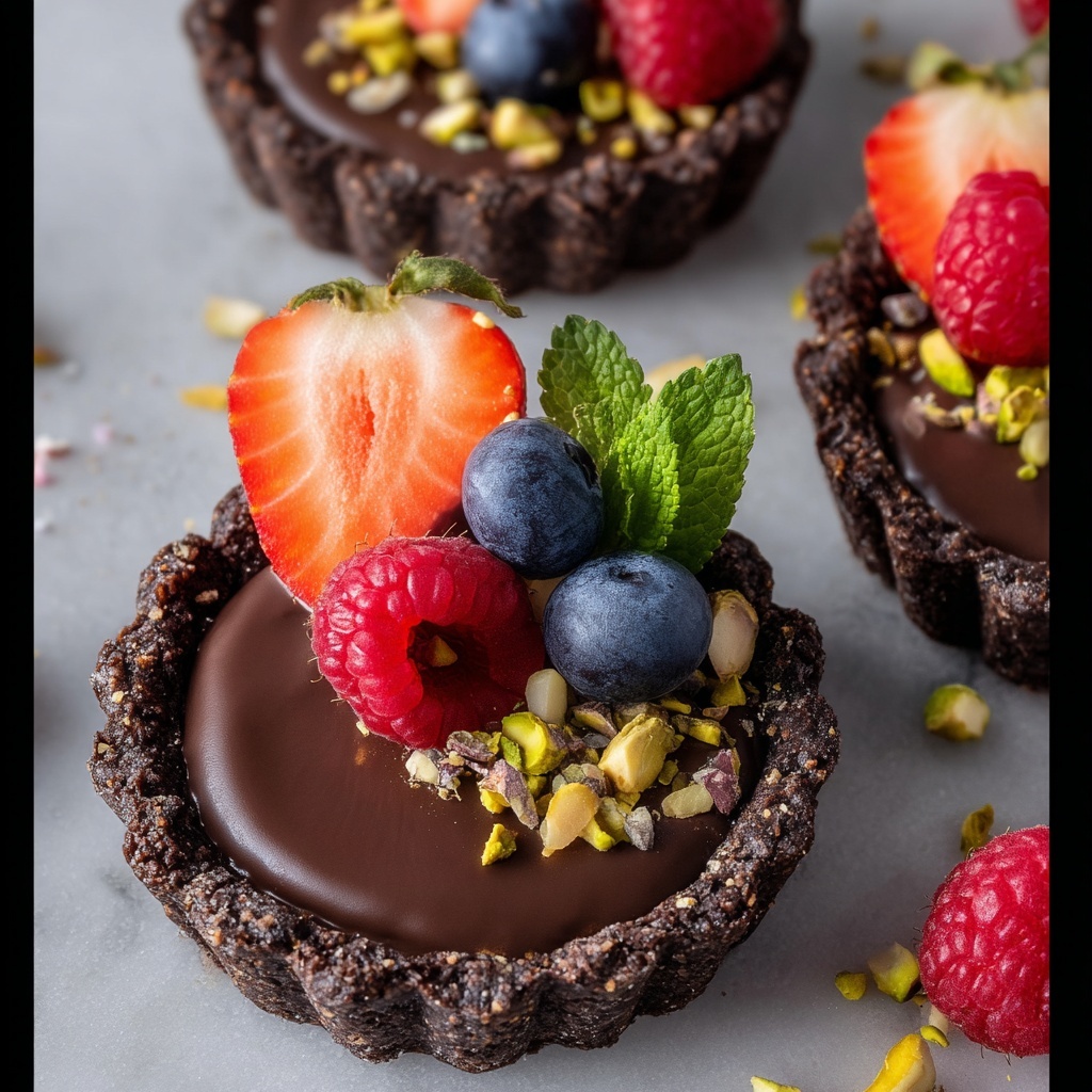 Mini Chocolate Tarts with Ganache and Fresh Berries Recipe - Recipe Image