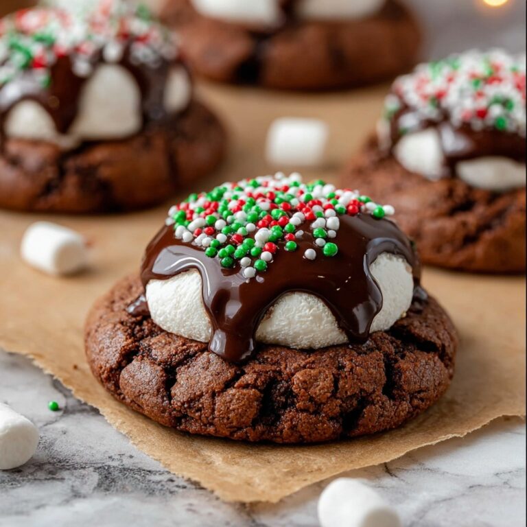Hot Cocoa Cookies with Marshmallows and Chocolate Drizzle Recipe