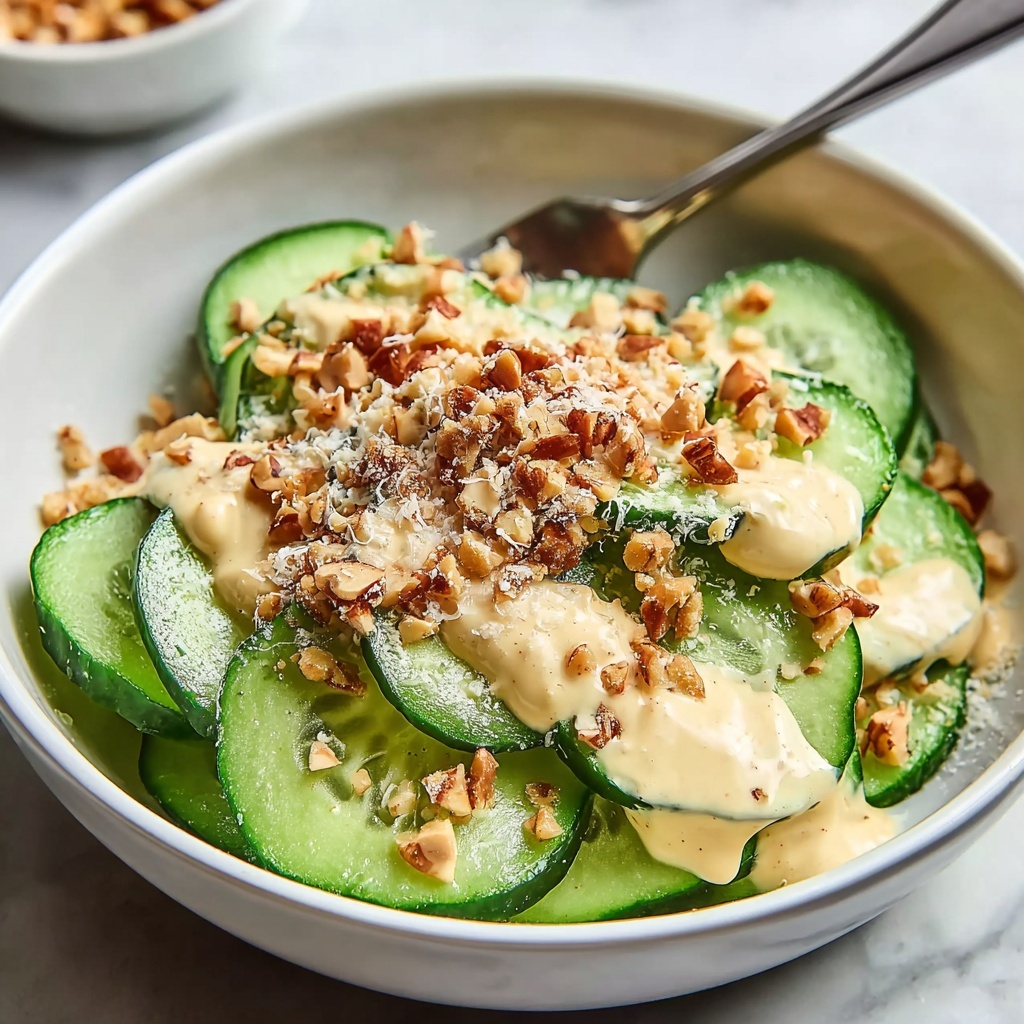 Irresistibly Fresh Cucumber Caesar Salad with Crunchy Bacon Recipe - Recipe Image