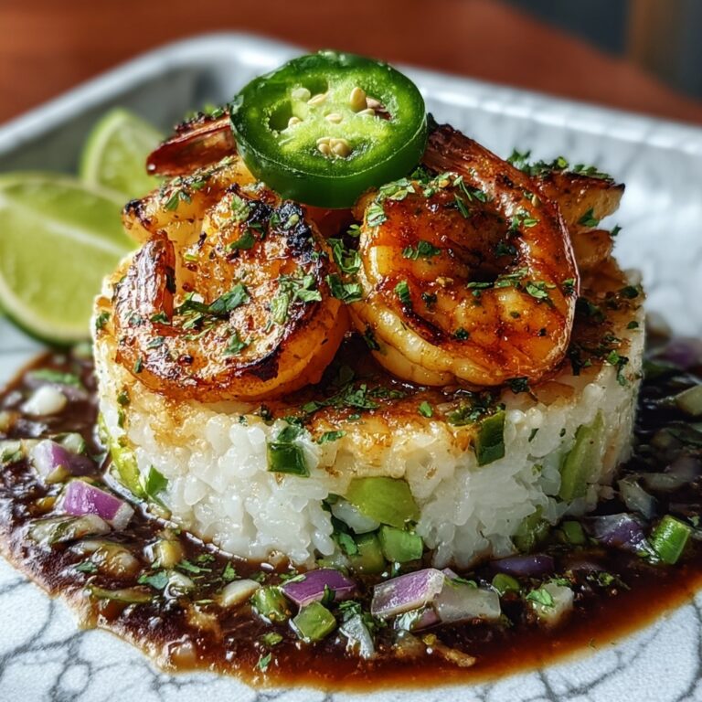 Honey Lime Shrimp and Avocado Rice Stack Recipe