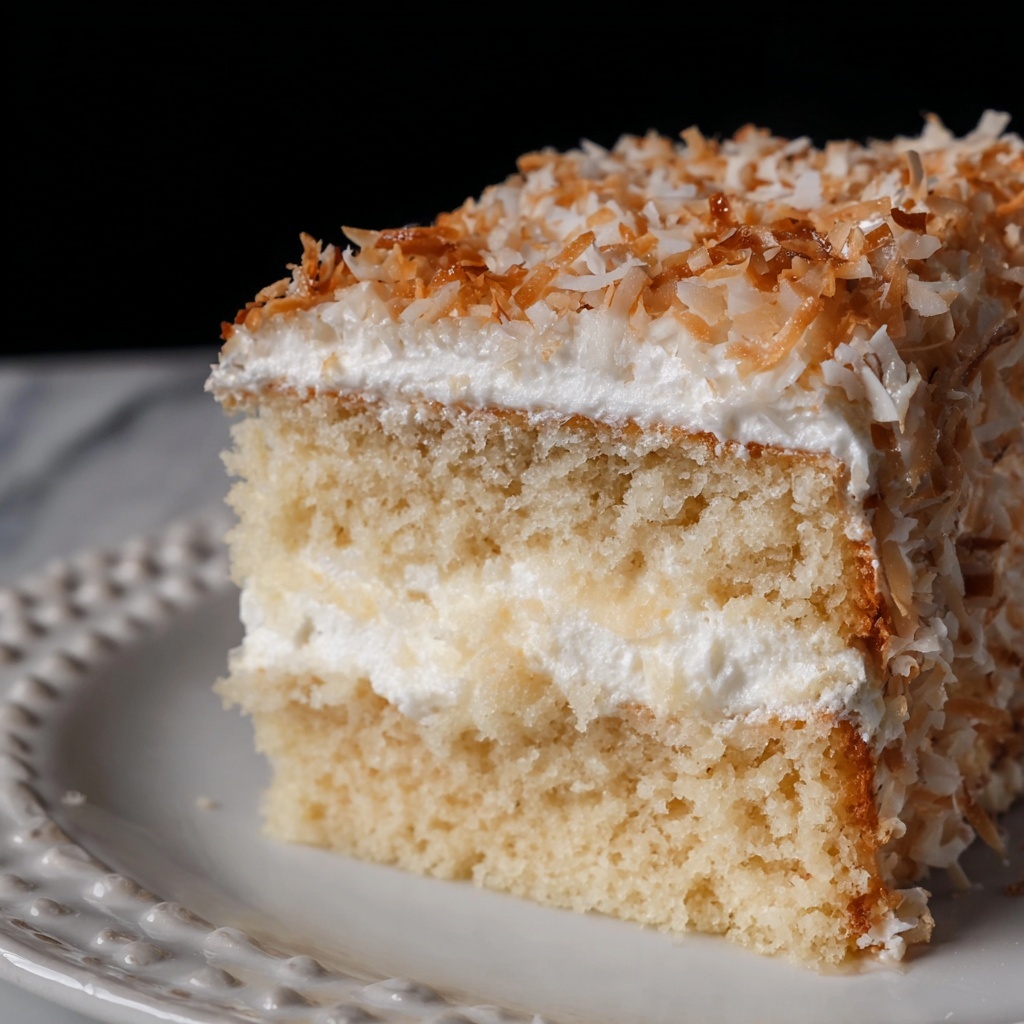Cream of Coconut Cake with Flaked Coconut and Cool Whip Recipe - Recipe Image