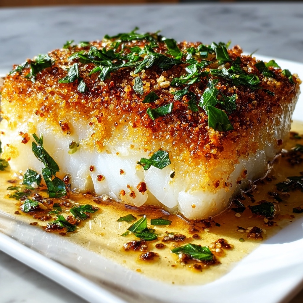 Easy Garlic Parmesan Crusted Halibut Recipe - Recipe Image