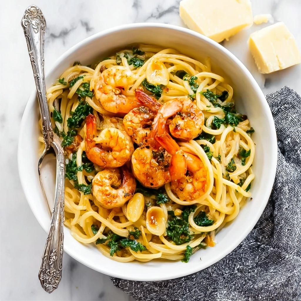 Cacio e Pepe with Lemon Garlic Butter Shrimp Recipe - Recipe Image