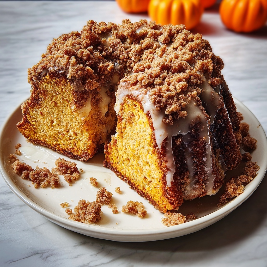 Pumpkin Coffee Cake with Streusel Topping and Glaze Recipe - Recipe Image