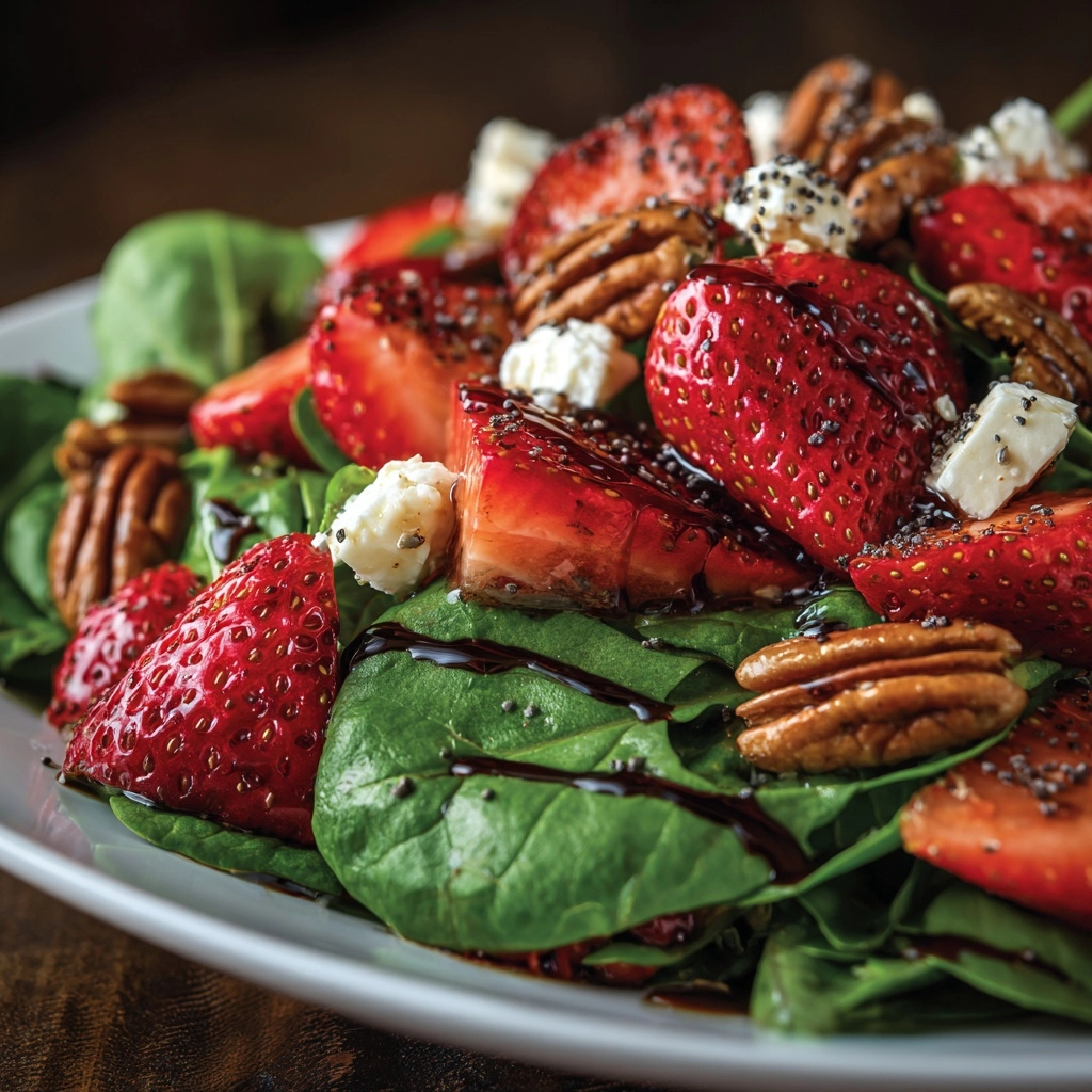Spinach Strawberry Salad with Balsamic Poppy Seed Dressing Recipe - Recipe Image