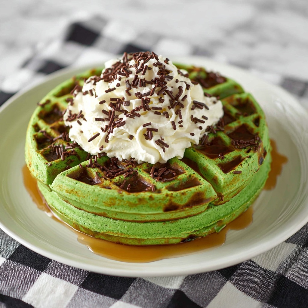 Mint Chocolate Chip Waffles Recipe - Recipe Image