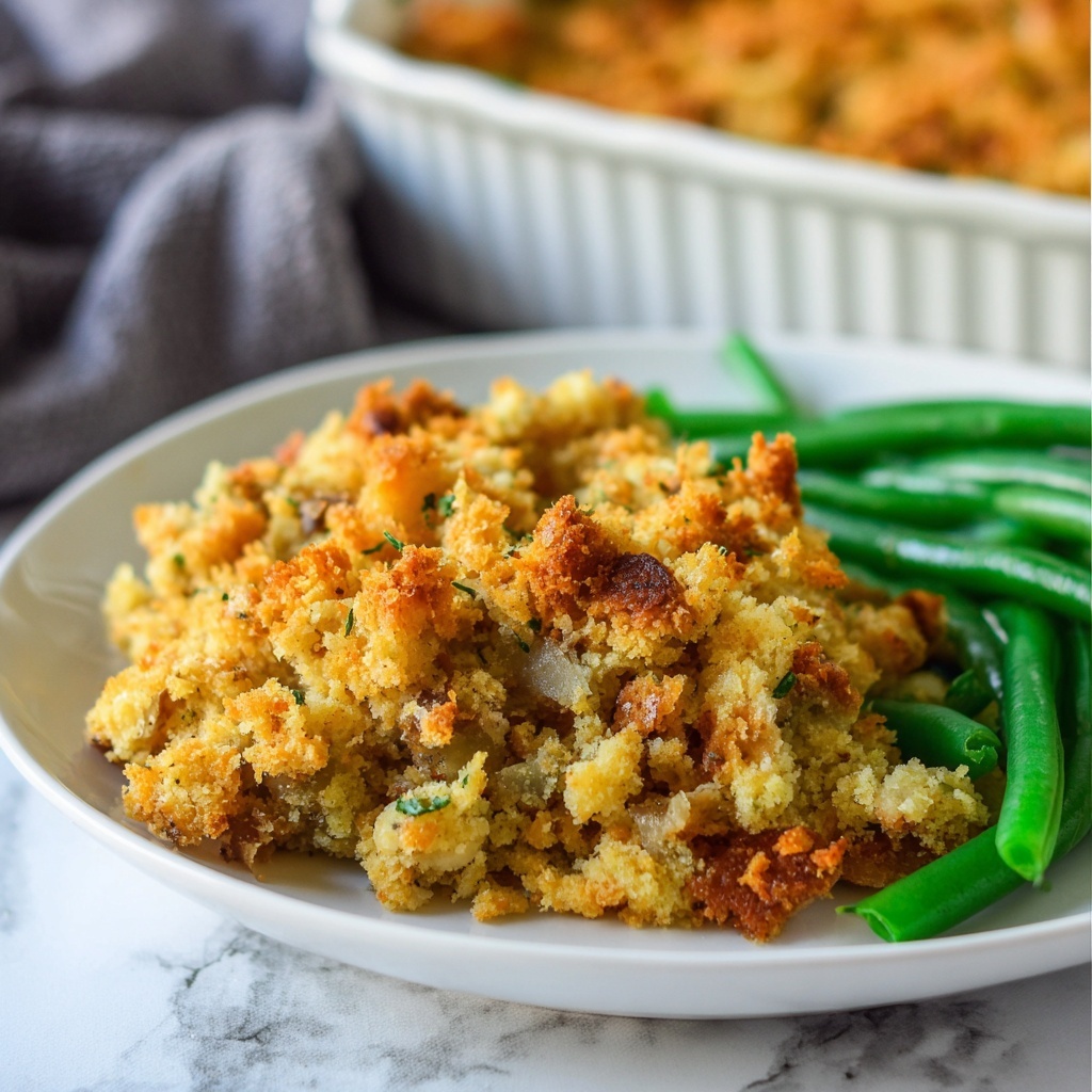 Green Bean Stuffing Casserole Recipe - Recipe Image