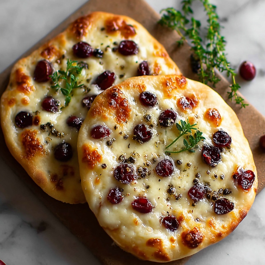 Crispy Flatbread with Brie, Cranberries, and Toasted Almonds Recipe - Recipe Image
