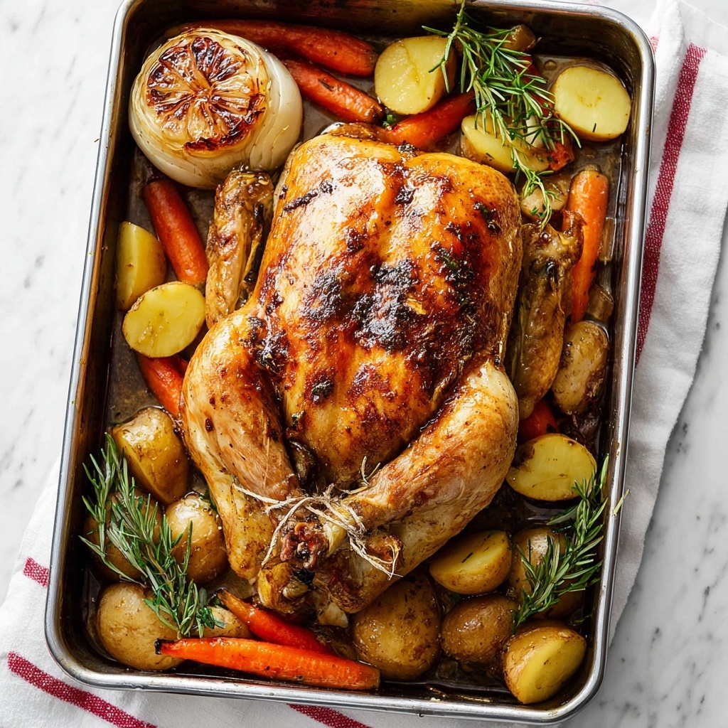 Whole Roasted Herb-Infused Chicken with Lemon, Garlic, and Root Vegetables Recipe - Recipe Image