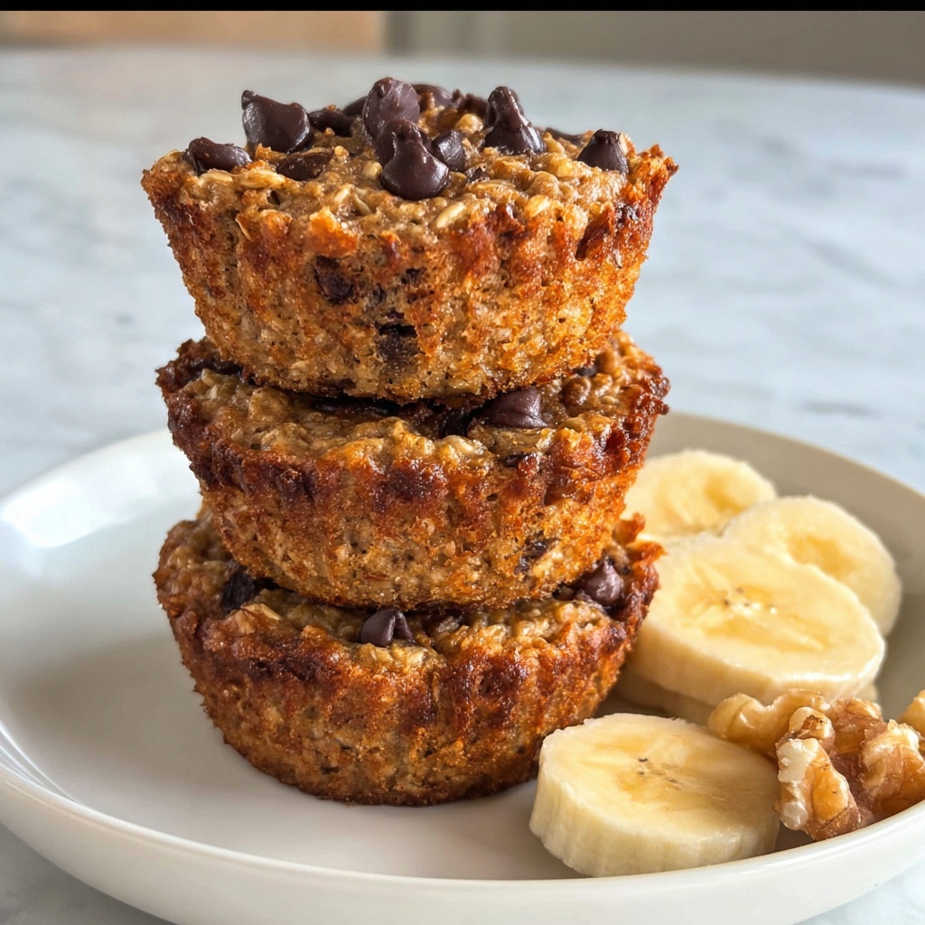 Banana Chocolate Chip Baked Oatmeal Cups Recipe - Recipe Image