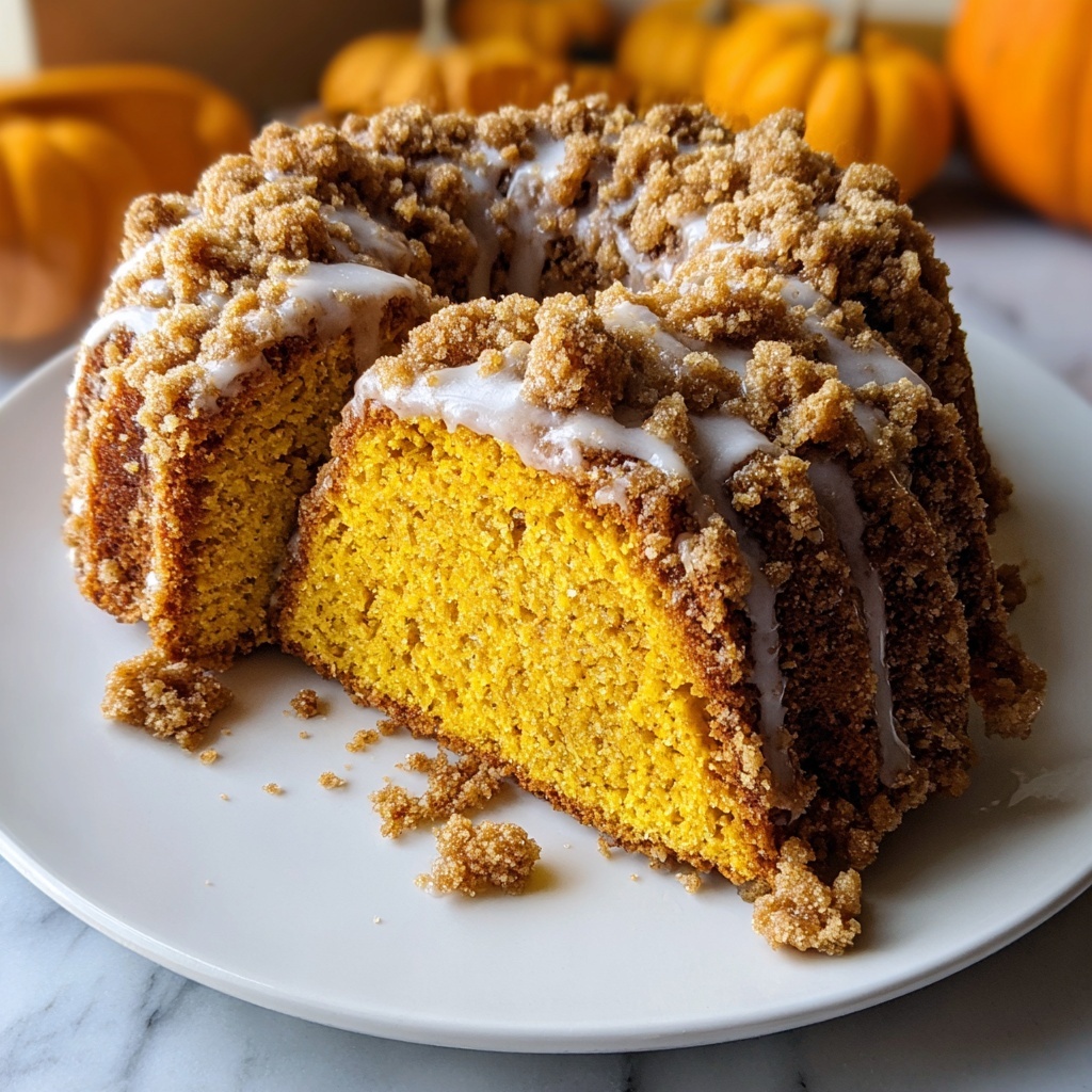Pumpkin Coffee Cake with Streusel Topping and Glaze Recipe - Recipe Image