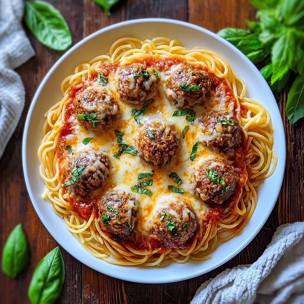 Irresistibly Cheesy Baked Spaghetti and Meatballs Delight Recipe - Recipe Image