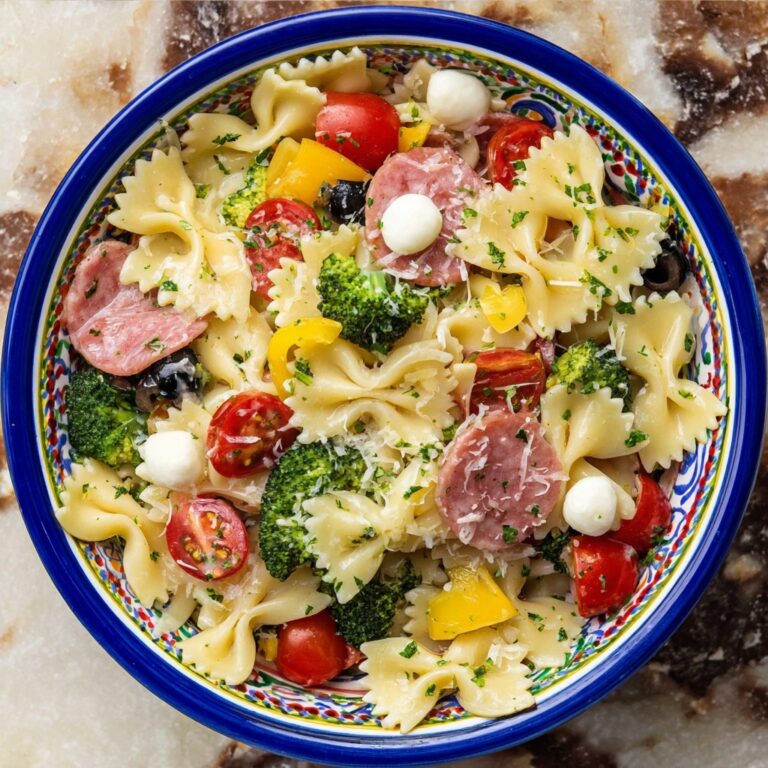 Bow Tie Pasta Salad with Italian Dressing, Cherry Tomatoes, and Fresh Mozzarella Recipe