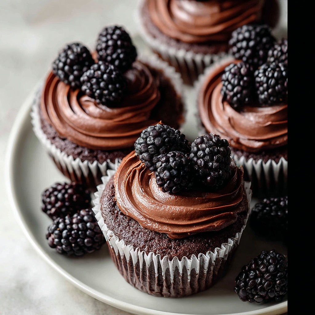 Dark Chocolate Blackberry Cupcakes Recipe - Recipe Image