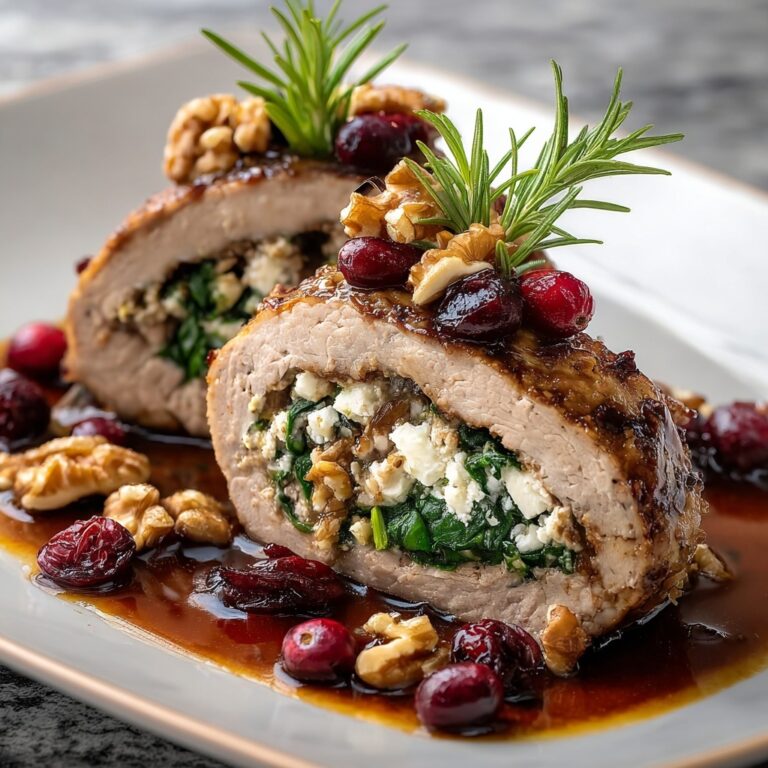 Christmas Stuffed Pork Tenderloin with Cranberries, Spinach, and Goat Cheese Recipe