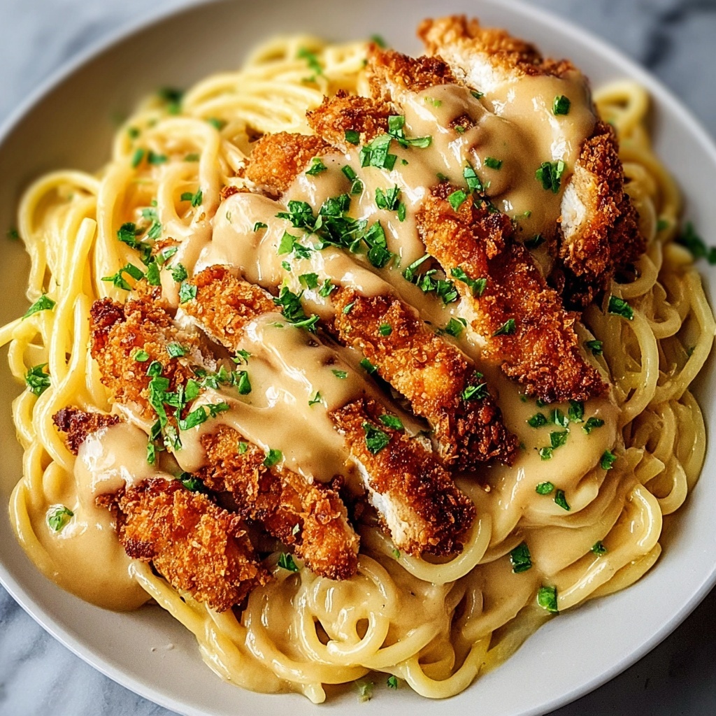 Crispy Chicken with Creamy Parmesan Pasta Recipe - Recipe Image