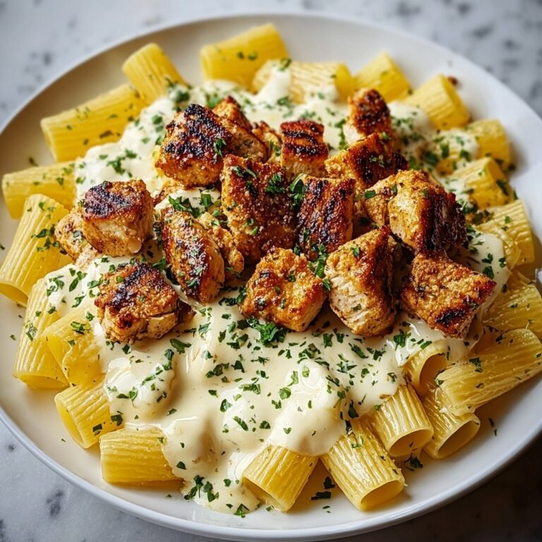 Cheesy Garlic Butter Chicken Bites with Rigatoni Recipe