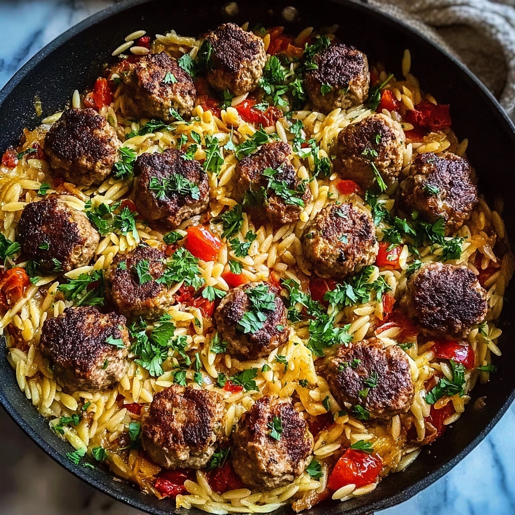 Greek Meatballs and Orzo Skillet Recipe - Recipe Image