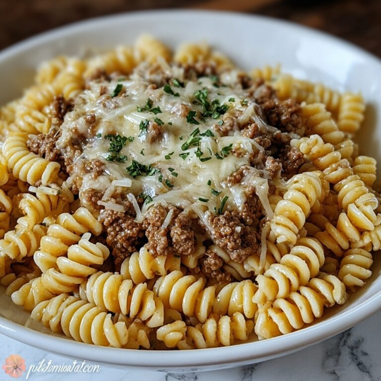 Indulgent Cheesy Garlic Twisted Pasta with Cajun Ground Beef Recipe