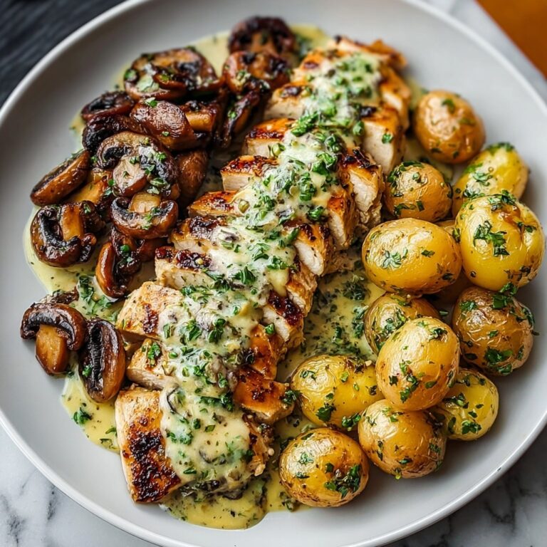 Indulgent Chestnut Garlic Greek Chicken Alfredo with Sage Potatoes Recipe