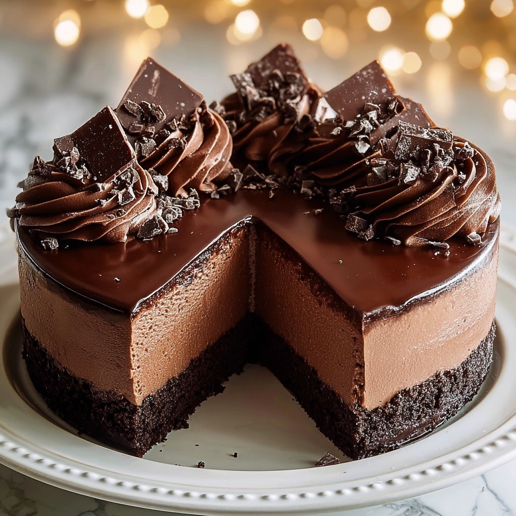 Chocolate Cookie Cheesecake with Cocoa and Cream Recipe - Recipe Image