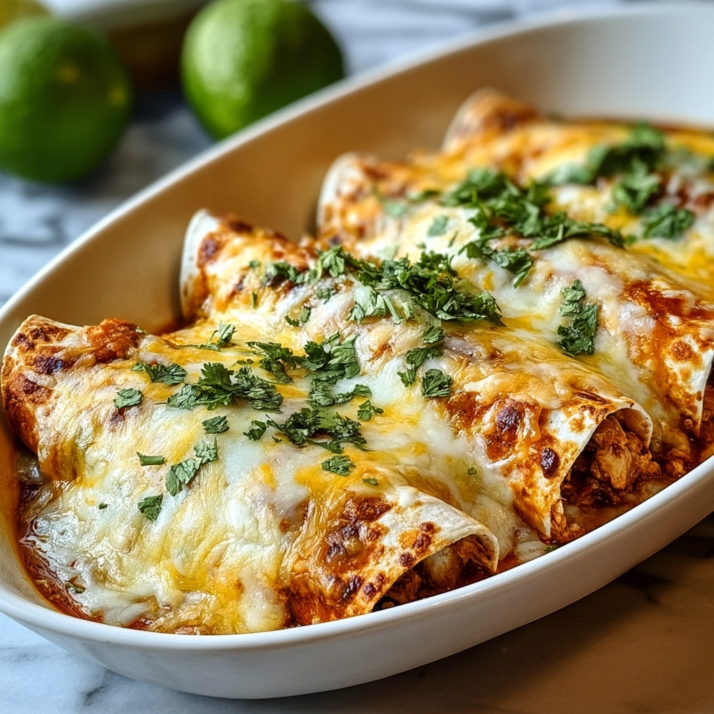 High Protein Creamy Chili Chicken Enchiladas Recipe - Recipe Image