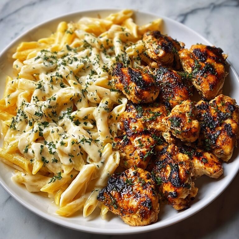 Creamy Garlic Butter Chicken with Cheesy Penne and Parmesan Sauce Recipe