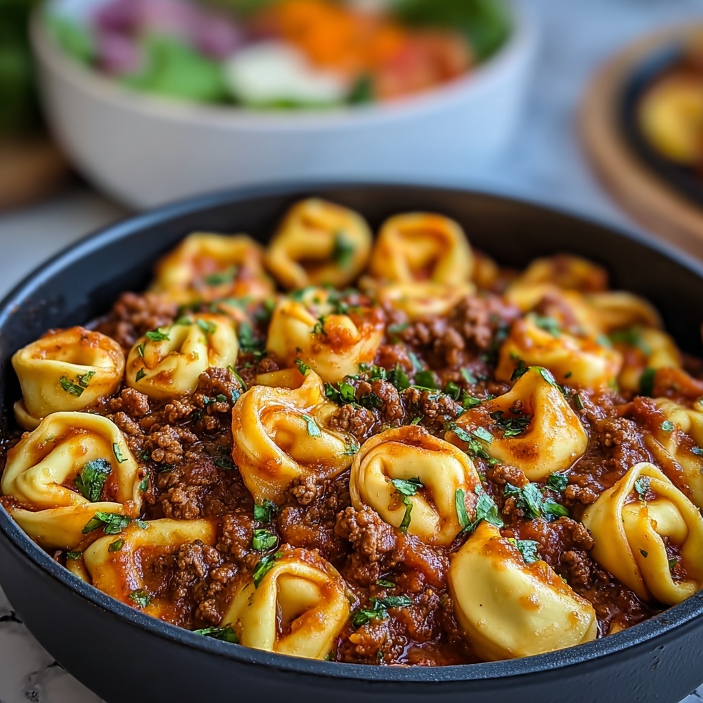 Cheesy Beef Enchilada Tortellini Skillet Recipe - Recipe Image