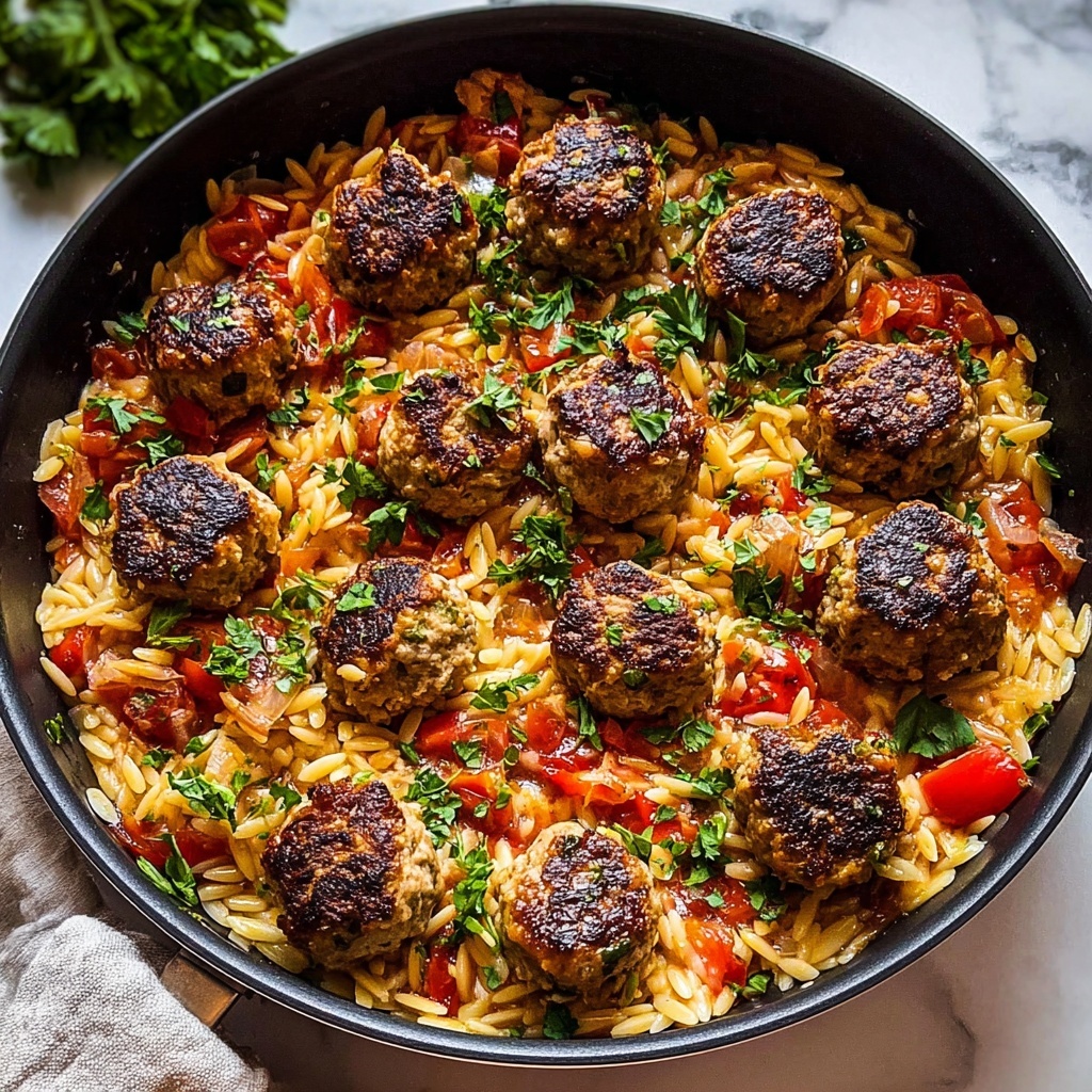 Greek Meatballs and Orzo Skillet Recipe - Recipe Image