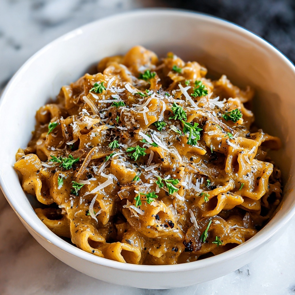 One Pot French Onion Pasta Recipe - Recipe Image
