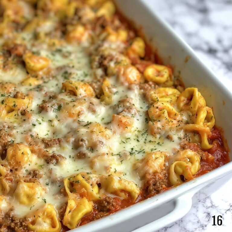 Cheesy Baked Tortellini Casserole with Meat Sauce Recipe