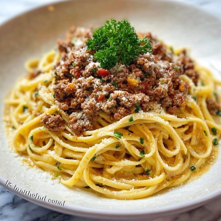 Creamy Parmesan Beef Linguine with Garlic Butter Sauce Recipe